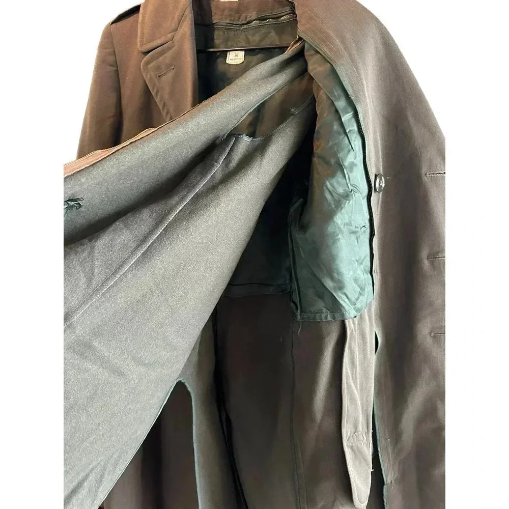 Vintage OVERCOAT MENS WOOL GABARDINE AG-44, WITH /REMOVABLE LINER Size 34L
